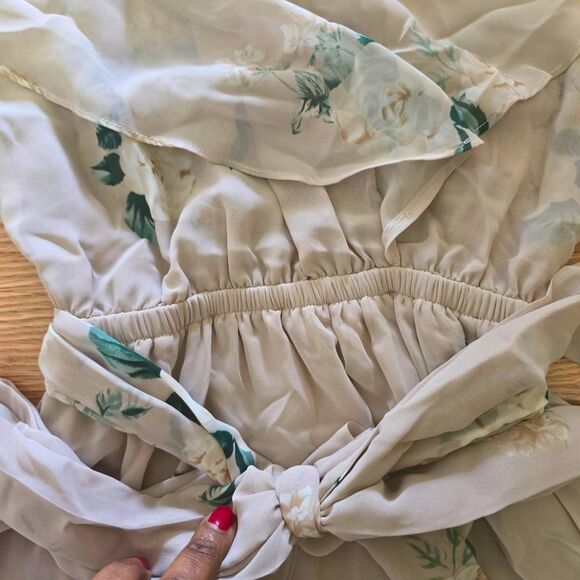 Show Me Your Mumu Audrey Maxi Dress Women's Size XS Tan Floral Boho Wedding Gown - Picture 6 of 14